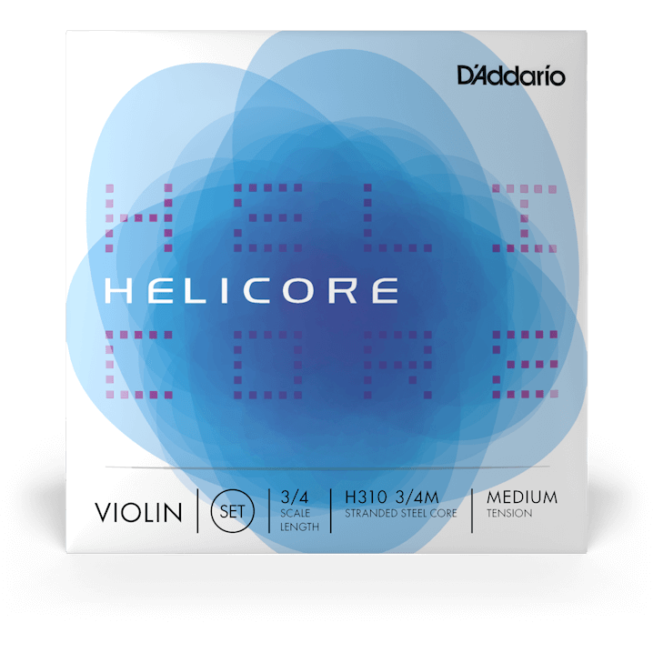 D'Addario Helicore Violin String Set – 3/4 Scale – Medium Tension