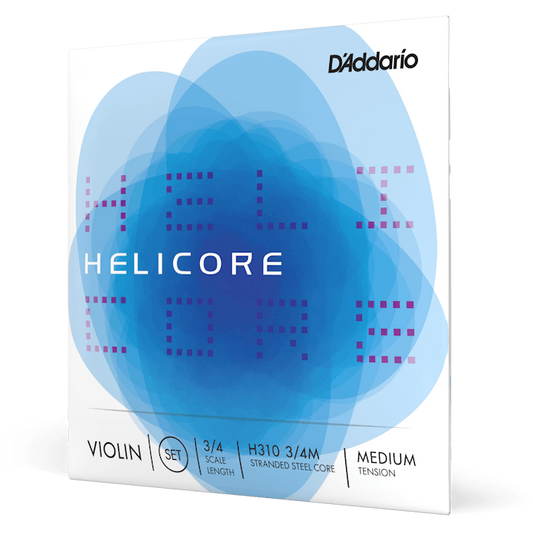 D'Addario Helicore Violin String Set – 3/4 Scale – Medium Tension