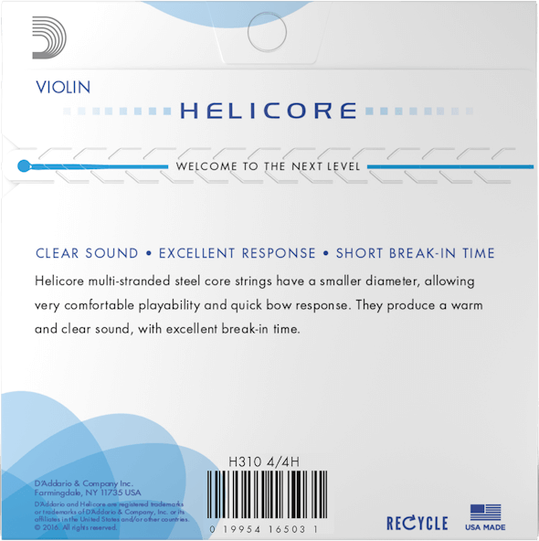 D'Addario Helicore Violin String Set – 4/4 Scale – Heavy Tension