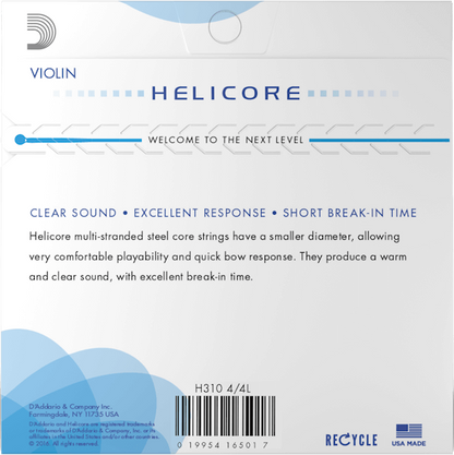D'Addario Helicore Violin String Set – 4/4 Scale – Light Tension