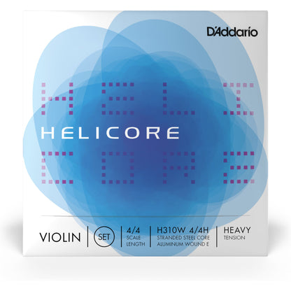 D'Addario Helicore Violin String Set with Wound E, 4/4 Scale, Heavy Tension