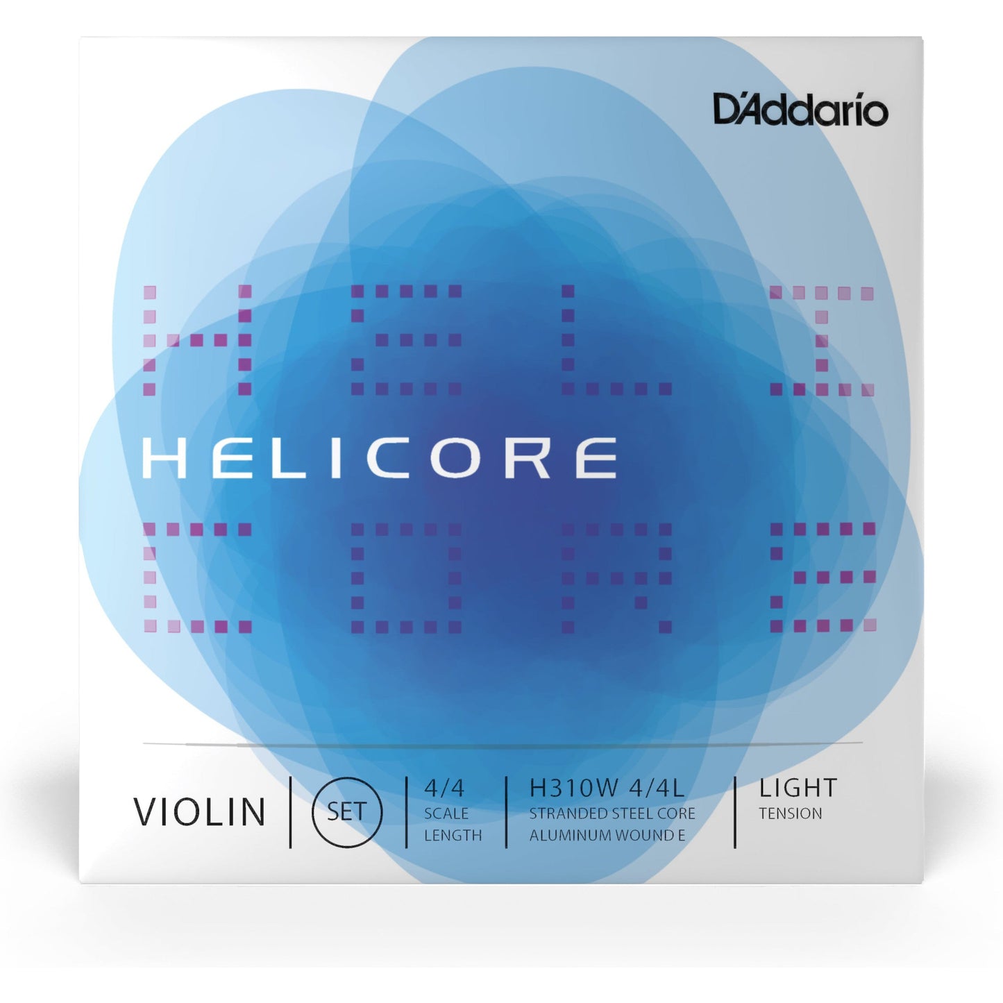 D'Addario Helicore Violin String Set with Wound E, 4/4 Scale, Light Tension