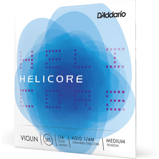 D'Addario Helicore Violin String Set, 1/4 Scale, Medium Tension