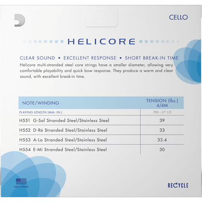 D'Addario Helicore Fourths-Tuning Cello G String – 4/4 Scale – Medium Tension