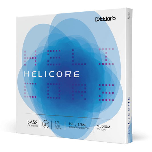 D'Addario Helicore Orchestral Bass String Set – 1/8 Scale – Medium Tension