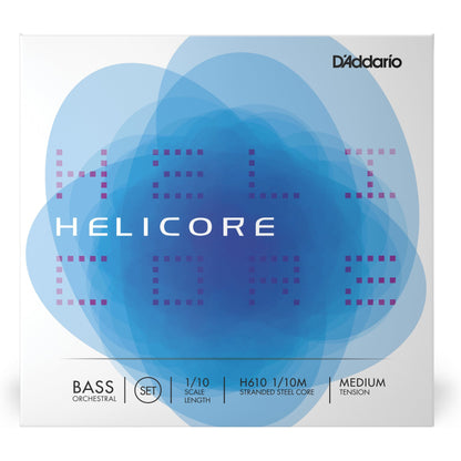 D'Addario Helicore Orchestral Bass String Set, 1/10 Scale, Medium Tension