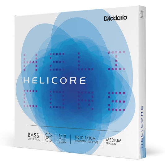 D'Addario Helicore Orchestral Bass String Set, 1/10 Scale, Medium Tension