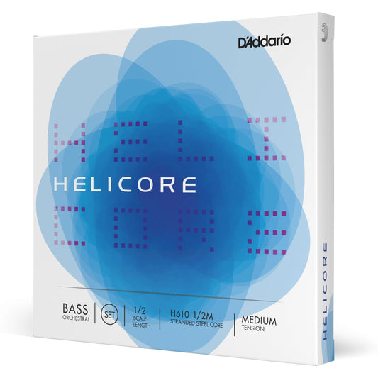 D'Addario Helicore Orchestral Bass String Set, 1/2 Scale, Medium Tension