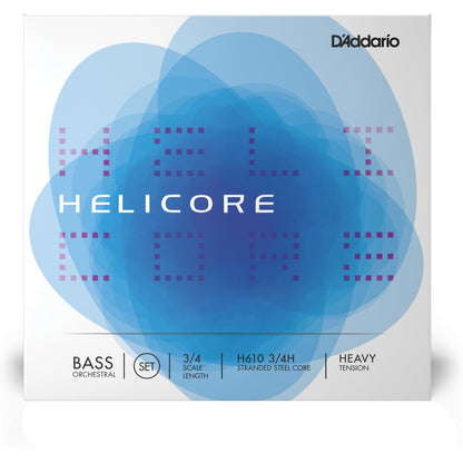 D'Addario Helicore Orchestral Bass String Set, 3/4 Scale, Heavy Tension