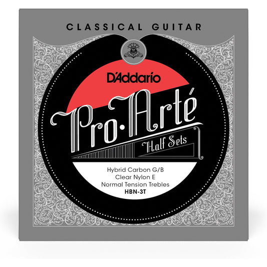 D'Addario HBN-3T Pro-Arte Hybrid Carbon G/B Classical Guitar Half Set, Normal Tension