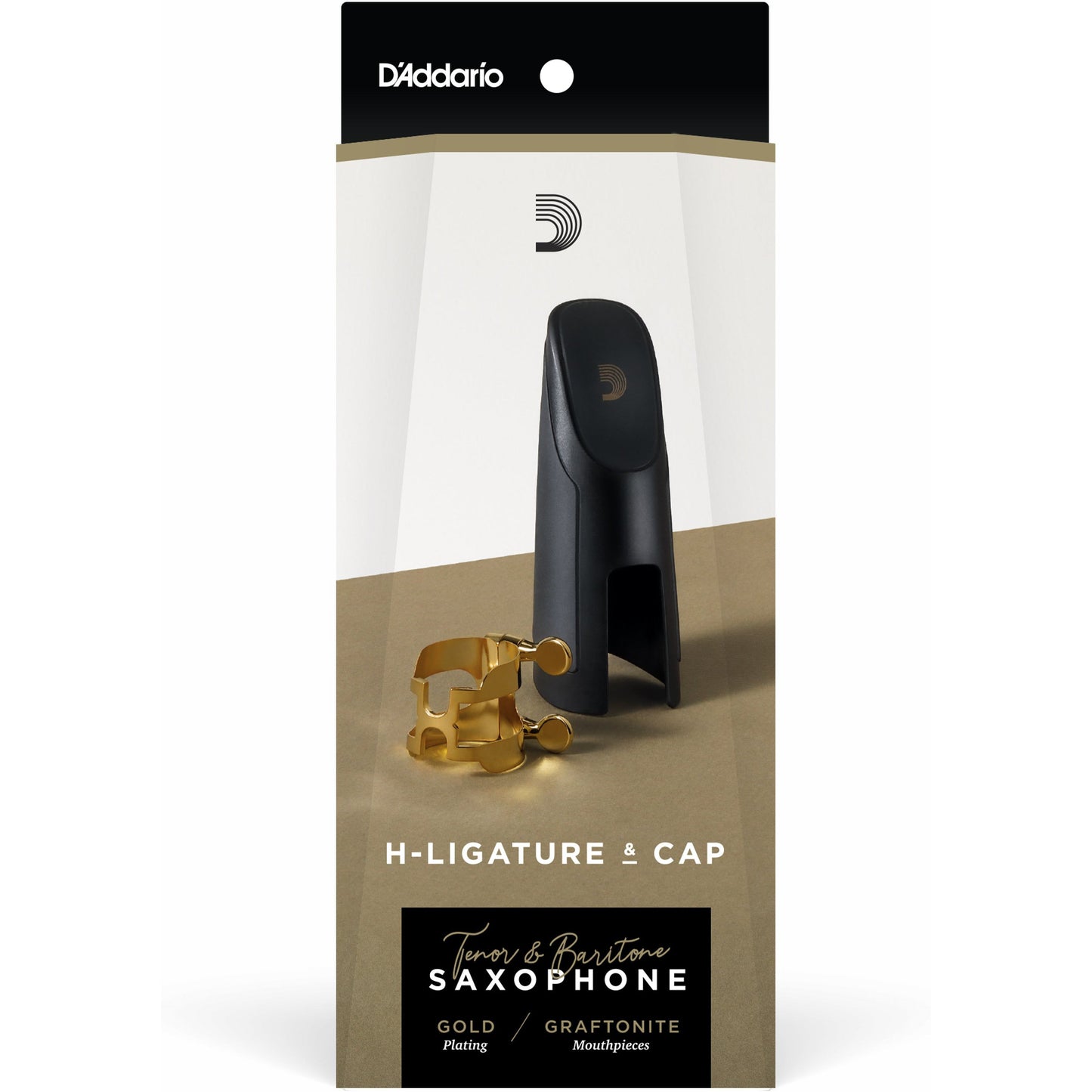 D'Addario H-Ligature & Cap, Tenor/Baritone Saxophone (Graftonite/Metalite Mouthpieces), Gold