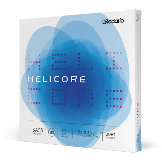D'Addario Helicore Pizzicato Bass String Set – 3/4 Scale – Light Tension
