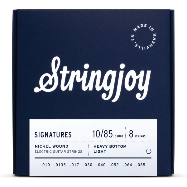 Stringjoy Signatures | 8 String Heavy Bottom Light Gauge (10-85) Nickel Wound Electric Guitar Strings