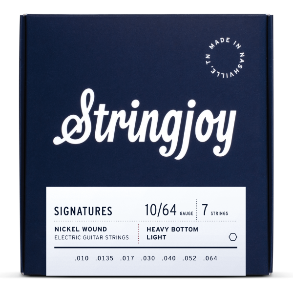 Stringjoy Signatures | 7 String Heavy Bottom Light Gauge (10-64) Nickel Wound Electric Guitar Strings