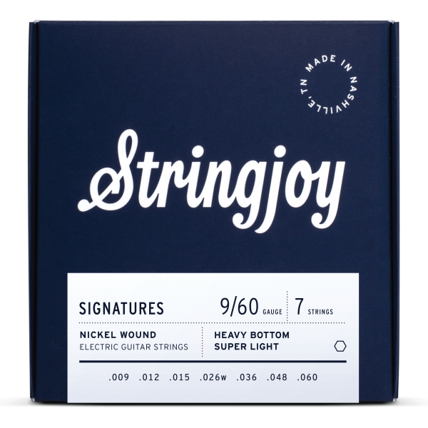 Stringjoy Signatures | 7 String Heavy Bottom Super Light Gauge (9-60) Nickel Wound Electric Guitar Strings