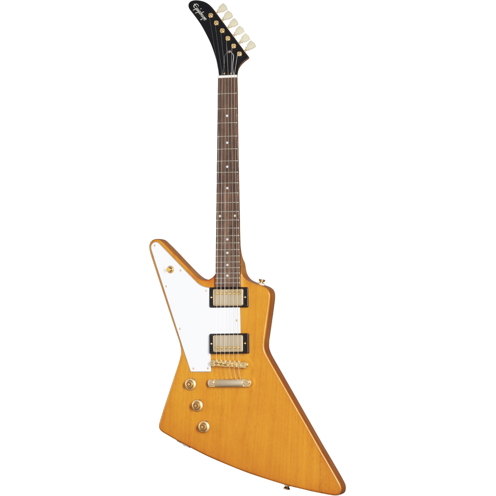 Epiphone 1958 Korina Explorer (White Pickguard), Aged Natural (Left Handed)