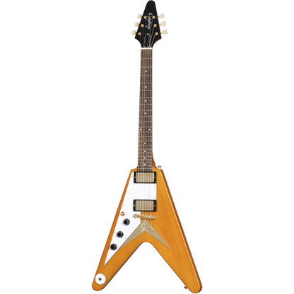 Epiphone 1958 Korina Flying V (White Pickguard), Aged Natural (Left Handed)