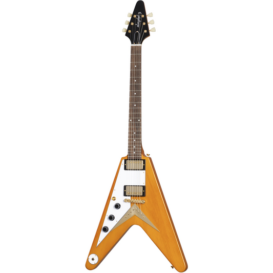 Epiphone 1958 Korina Flying V (White Pickguard), Aged Natural (Left Handed)