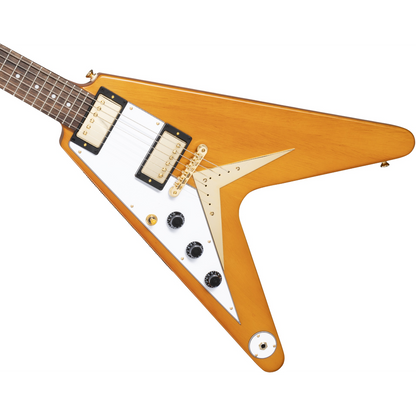 Epiphone 1958 Korina Flying V (White Pickguard), Aged Natural (Left Handed)