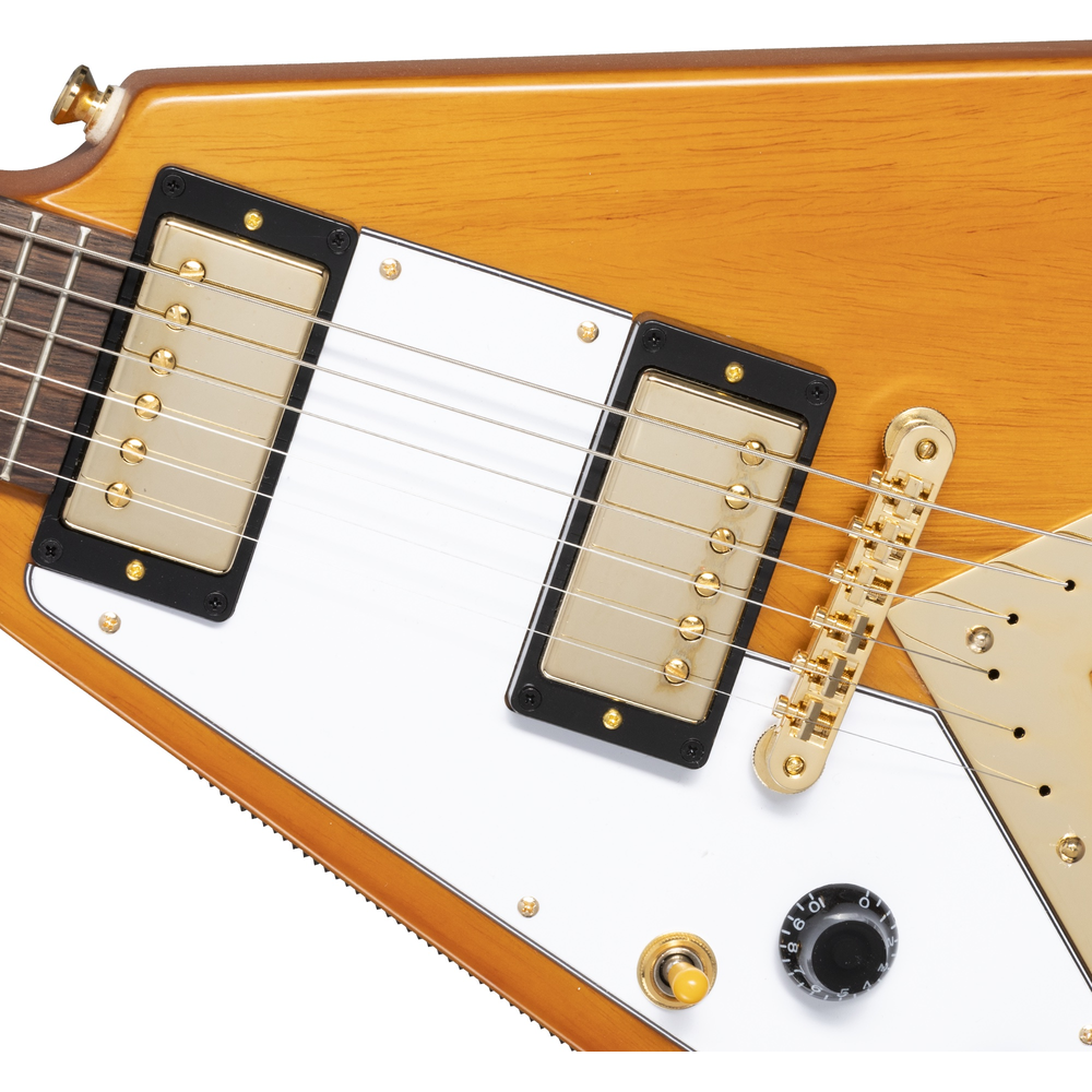 Epiphone 1958 Korina Flying V (White Pickguard), Aged Natural (Left Handed)