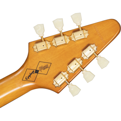 Epiphone 1958 Korina Flying V (White Pickguard), Aged Natural (Left Handed)