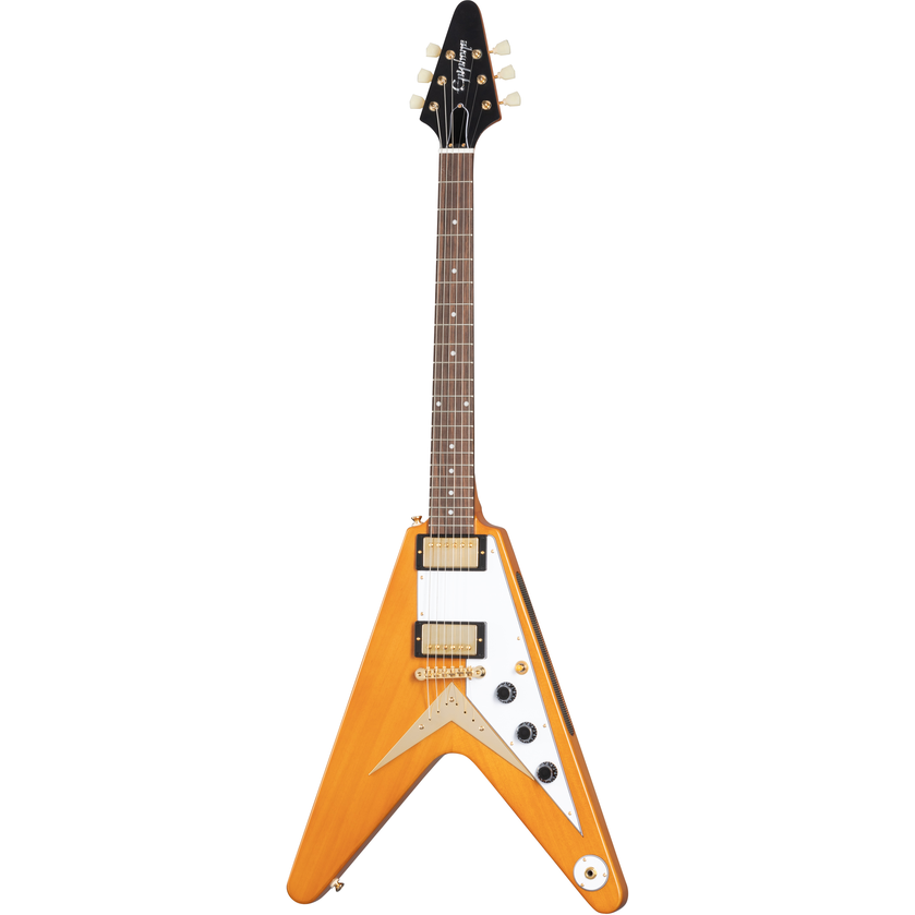 Epiphone 1958 Korina Flying V (White Pickguard), Aged Natural