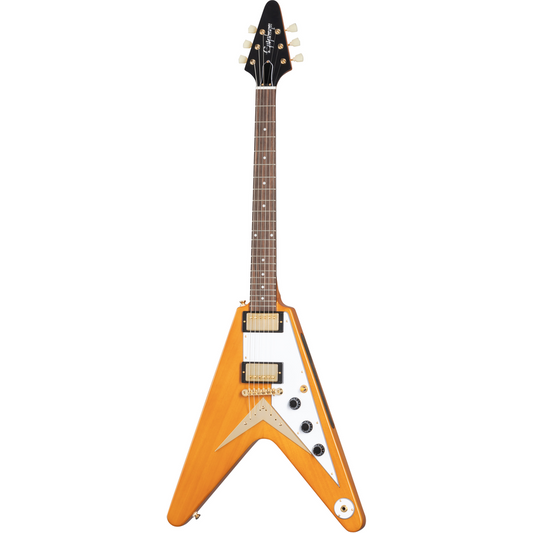 Epiphone 1958 Korina Flying V (White Pickguard), Aged Natural