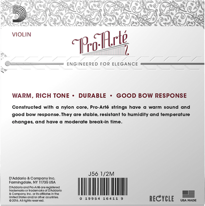 D'Addario Pro-Arte Violin String Set – 1/2 Scale – Medium Tension