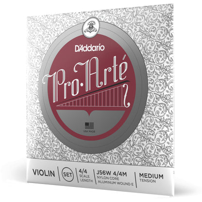 D'Addario Pro-Arte Violin String Set with Wound E, 4/4 Scale, Medium Tension