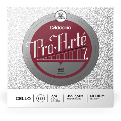 D'Addario Pro-Arte Cello String Set, 3/4 Scale, Medium Tension