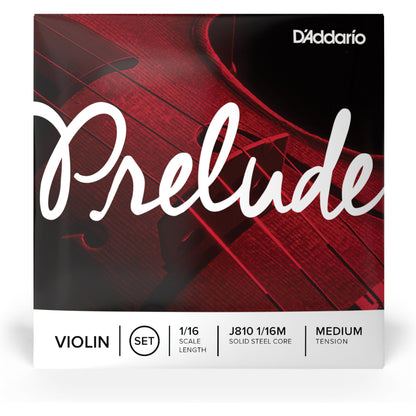 D'Addario Prelude Violin String Set, 1/16 Scale, Medium Tension