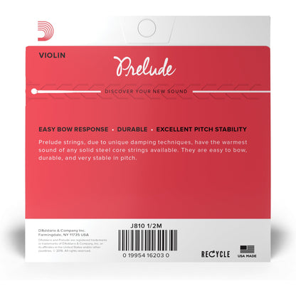 D'Addario Prelude Violin String Set, 1/2 Scale, Medium Tension