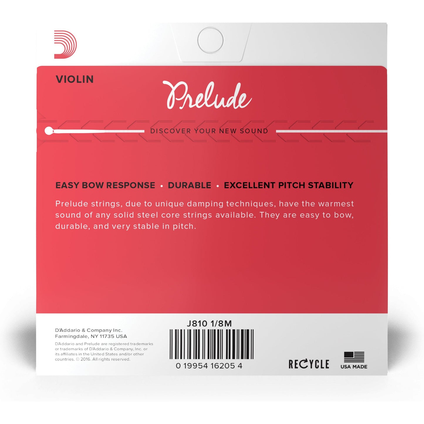 D'Addario Prelude Violin String Set, 1/8 Scale, Medium Tension