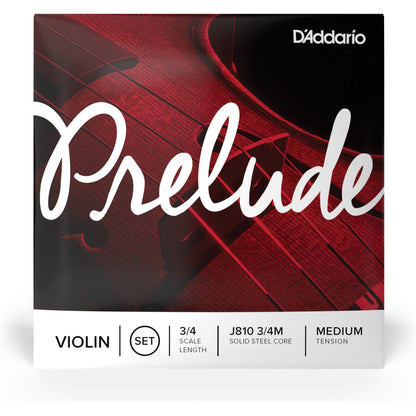 D'Addario Prelude Violin String Set, 3/4 Scale, Medium Tension