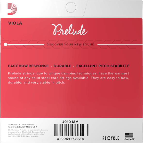 D'Addario Prelude Viola String Set – Medium Scale – Medium Tension