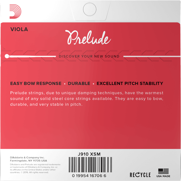 D'Addario Prelude Viola String Set – Extra Short Scale – Medium Tension