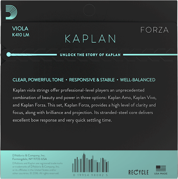 D'Addario Kaplan Forza Viola String Set – Long Scale – Medium Tension