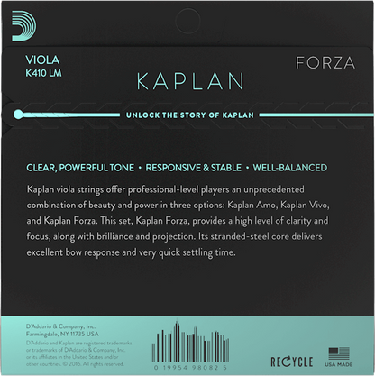 D'Addario Kaplan Forza Viola String Set – Long Scale – Medium Tension
