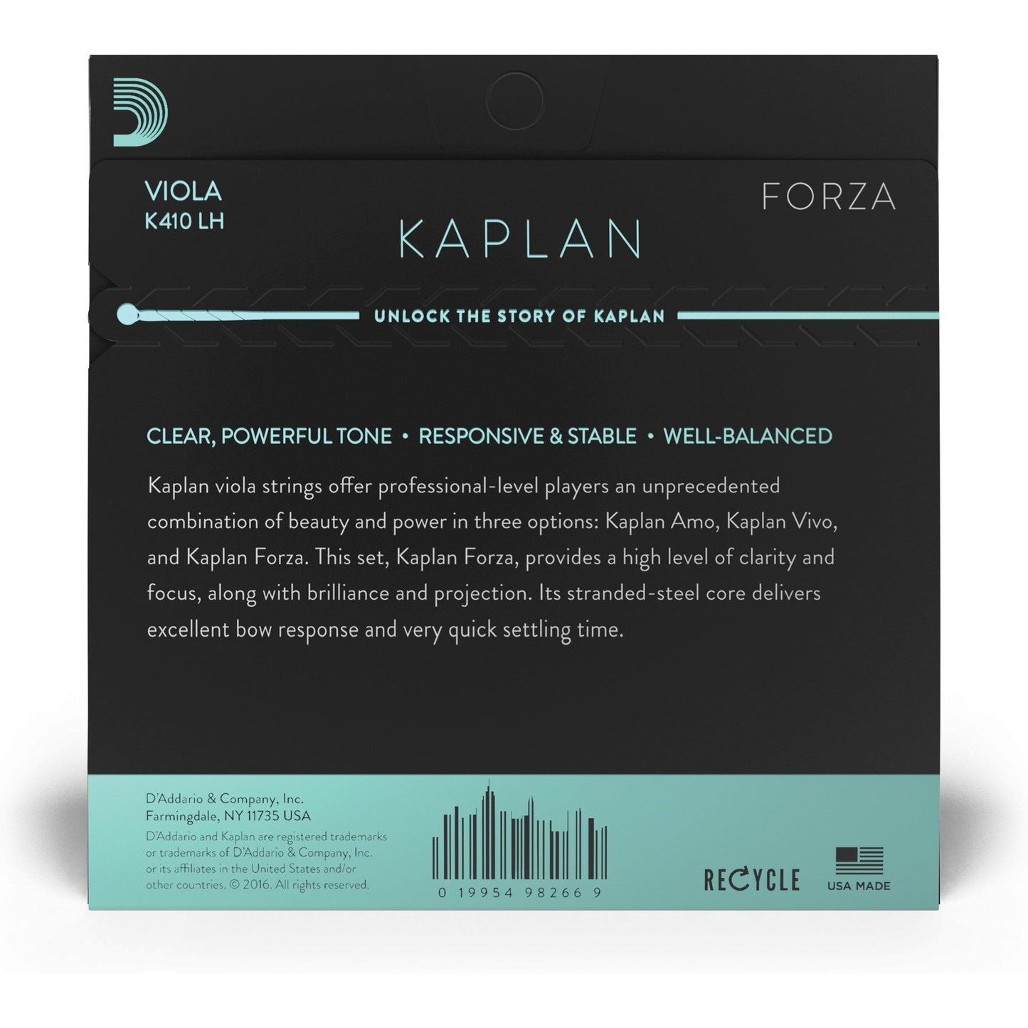 D'Addario Kaplan Forza Viola String Set, Long Scale, Heavy Tension