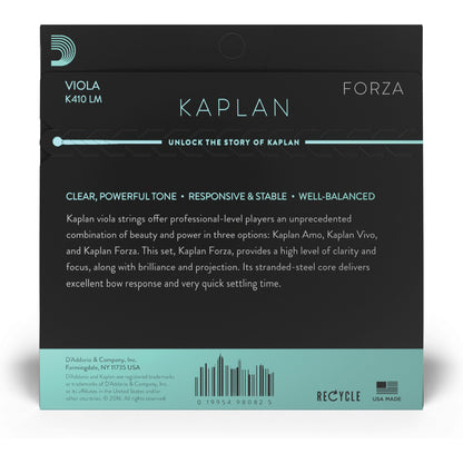 D'Addario Kaplan Forza Viola String Set, Long Scale, Medium Tension