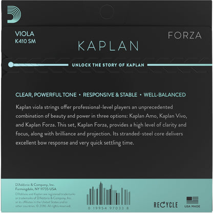 D'Addario Kaplan Forza Viola String Set, Short Scale, Medium Tension