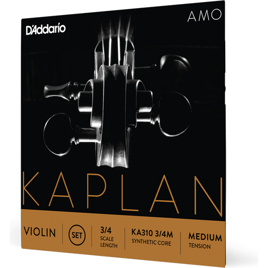 D'Addario Kaplan Amo Violin String Set – 3/4 Scale – Medium Tension