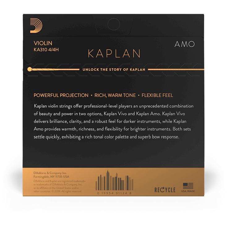 D'Addario Kaplan Amo Violin E String – 4/4 Scale – Heavy Tension