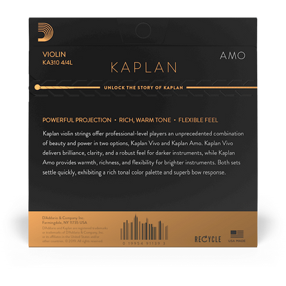 D'Addario Kaplan Amo Violin A String – 4/4 Scale – Light Tension