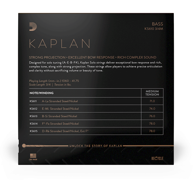 D'Addario Kaplan Solo Double Bass E String – 3/4 Scale – Medium Tension