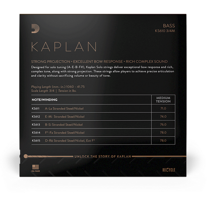 D'Addario Kaplan Solo Double Bass F# String – 3/4 Scale – Medium Tension