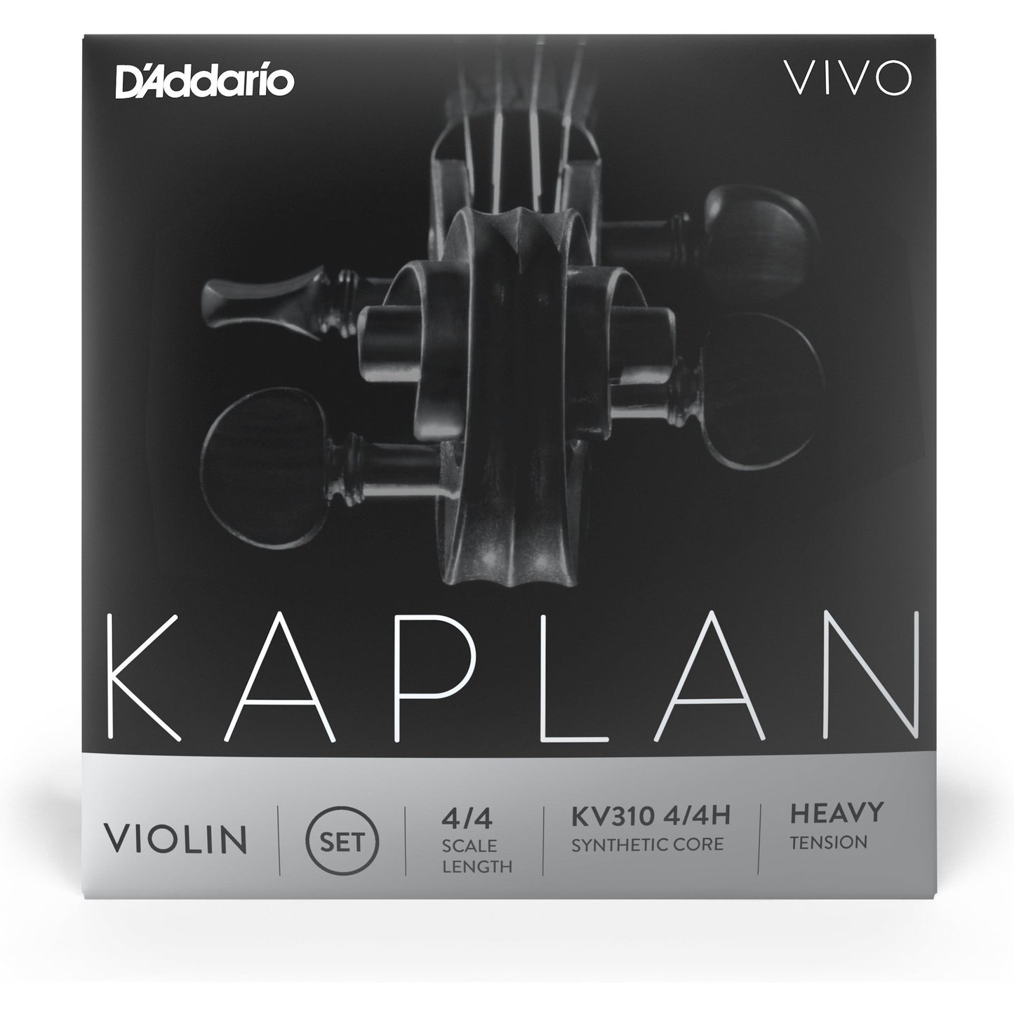 D'Addario Kaplan Vivo Violin String Set, 4/4 Scale, Heavy Tension