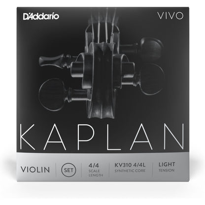 D'Addario Kaplan Vivo Violin String Set, 4/4 Scale, Light Tension