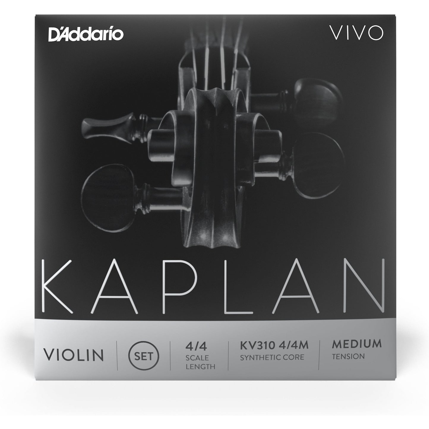 D'Addario Kaplan Vivo Violin String Set, 4/4 Scale, Medium Tension