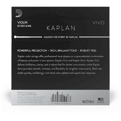 D'Addario Kaplan Vivo Violin G String – 4/4 Scale – Medium Tension